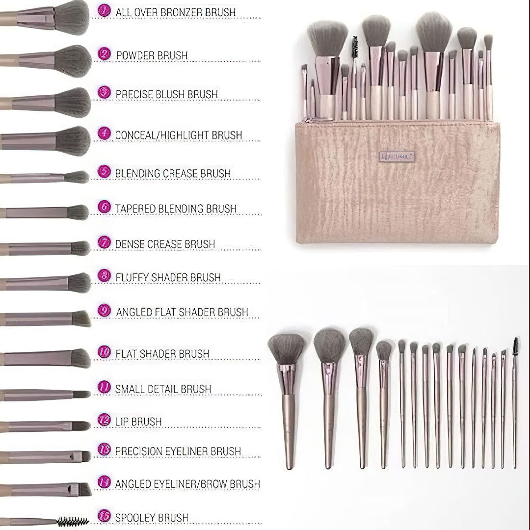 Lavish Elegance 15 Piece Brush Set With Cosmetic Bag by BH Cosmetics